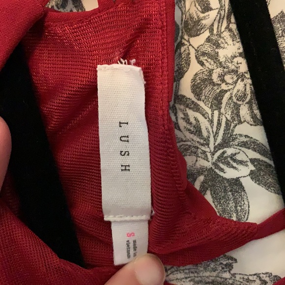 Small Lush Formal Midi Red Dress - Picture 3 of 3